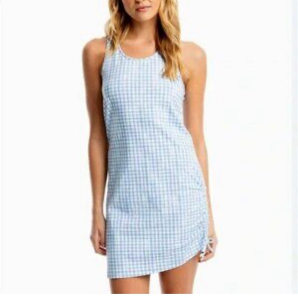 Southern Tide Sky Blue Kinsley Performance Gingham Dress